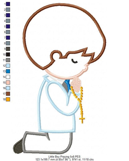 Boy Praying First Communion - Applique