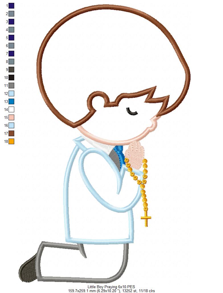 Boy Praying First Communion - Applique