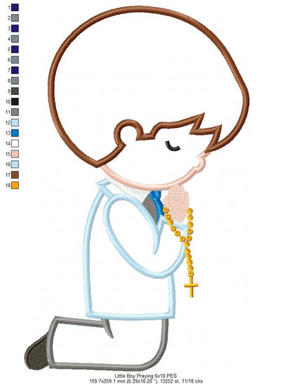 Boy Praying First Communion - Applique