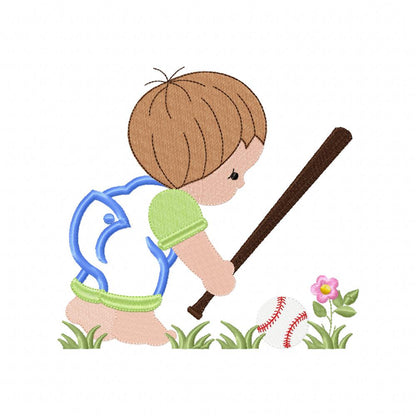 Little Boy with Baseball Ball - Applique