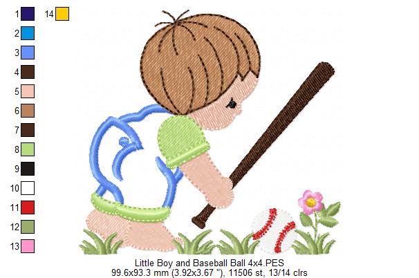 Little Boy with Baseball Ball - Applique