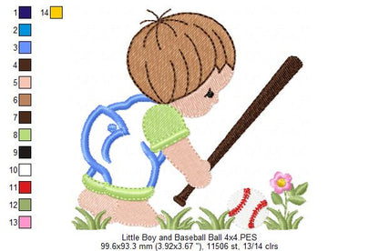 Little Boy with Baseball Ball - Applique