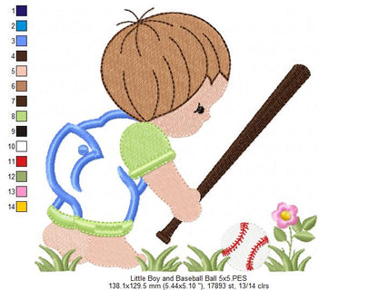 Little Boy with Baseball Ball - Applique