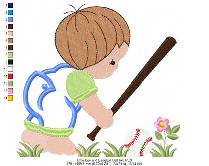 Little Boy with Baseball Ball - Applique