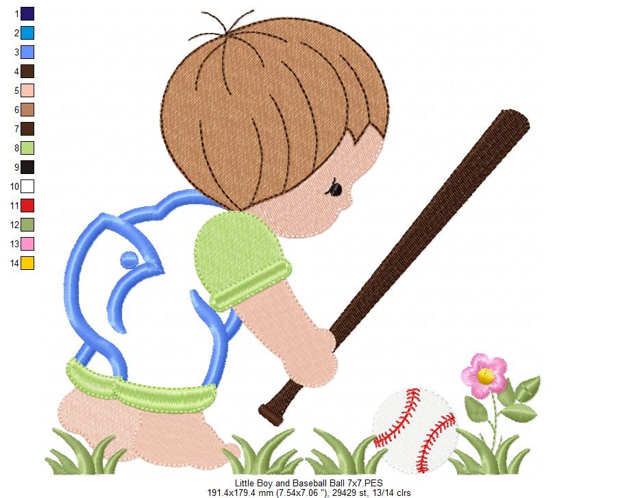 Little Boy with Baseball Ball - Applique