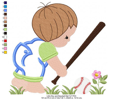 Little Boy with Baseball Ball - Applique