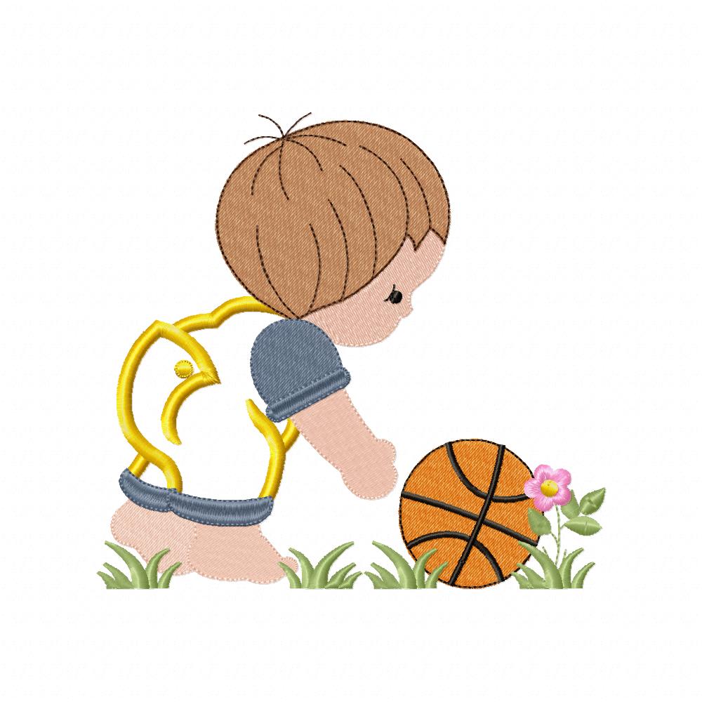 Little Boy with Basketball Ball - Applique