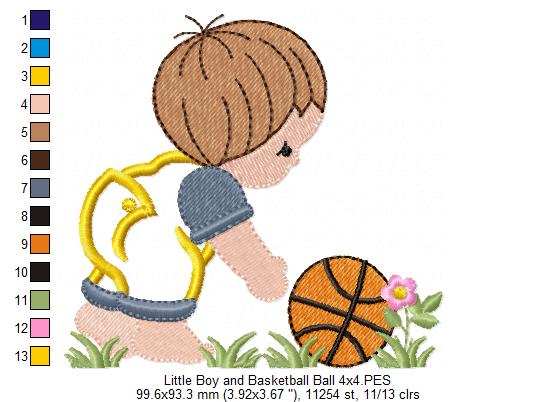 Little Boy with Basketball Ball - Applique
