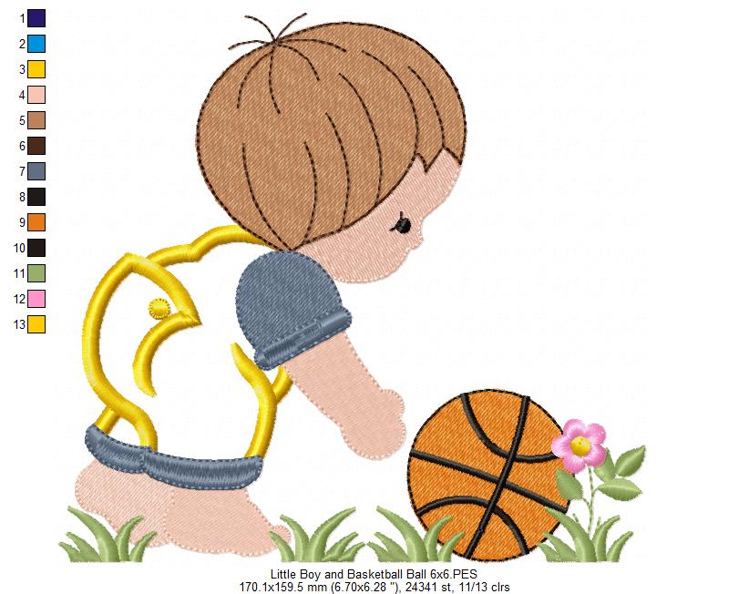 Little Boy with Basketball Ball - Applique