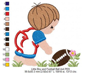 Little Boy with Football Ball - Applique