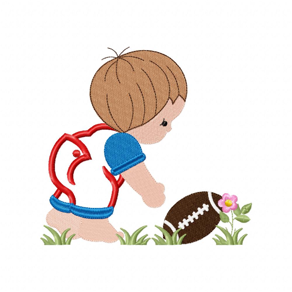 Little Boy with Football Ball - Applique