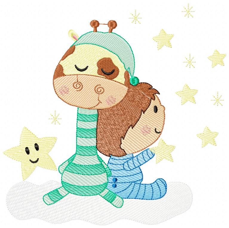 Little Boy and Giraffe - Rippled