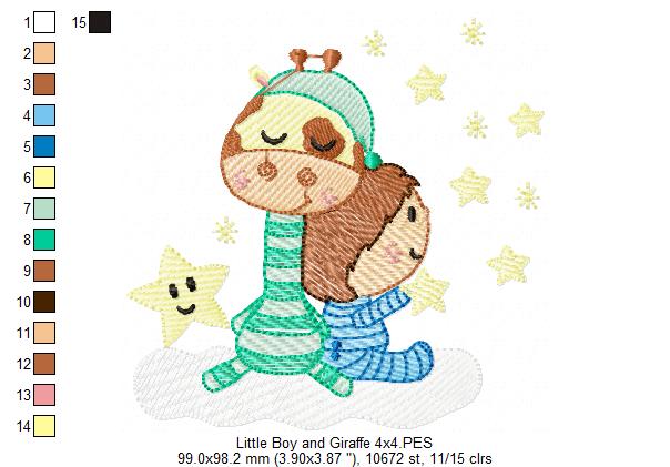 Little Boy and Giraffe - Rippled