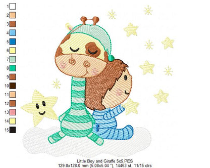 Little Boy and Giraffe - Rippled