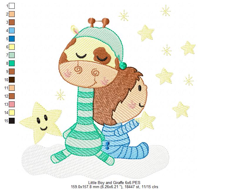 Little Boy and Giraffe - Rippled