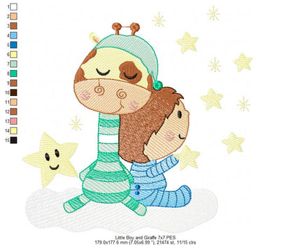 Little Boy and Giraffe - Rippled