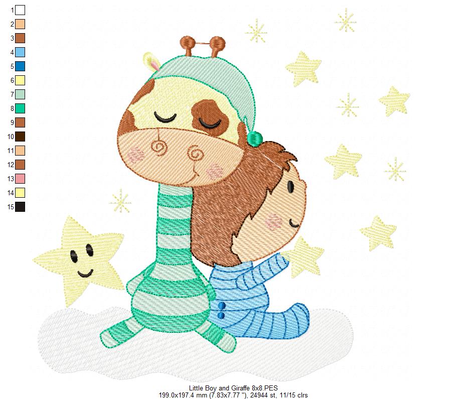 Little Boy and Giraffe - Rippled