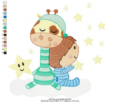 Little Boy and Giraffe - Rippled