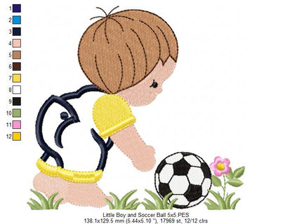 Little Boy with Soccer Ball - Applique
