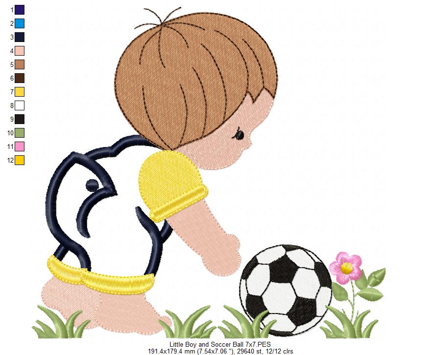 Little Boy with Soccer Ball - Applique