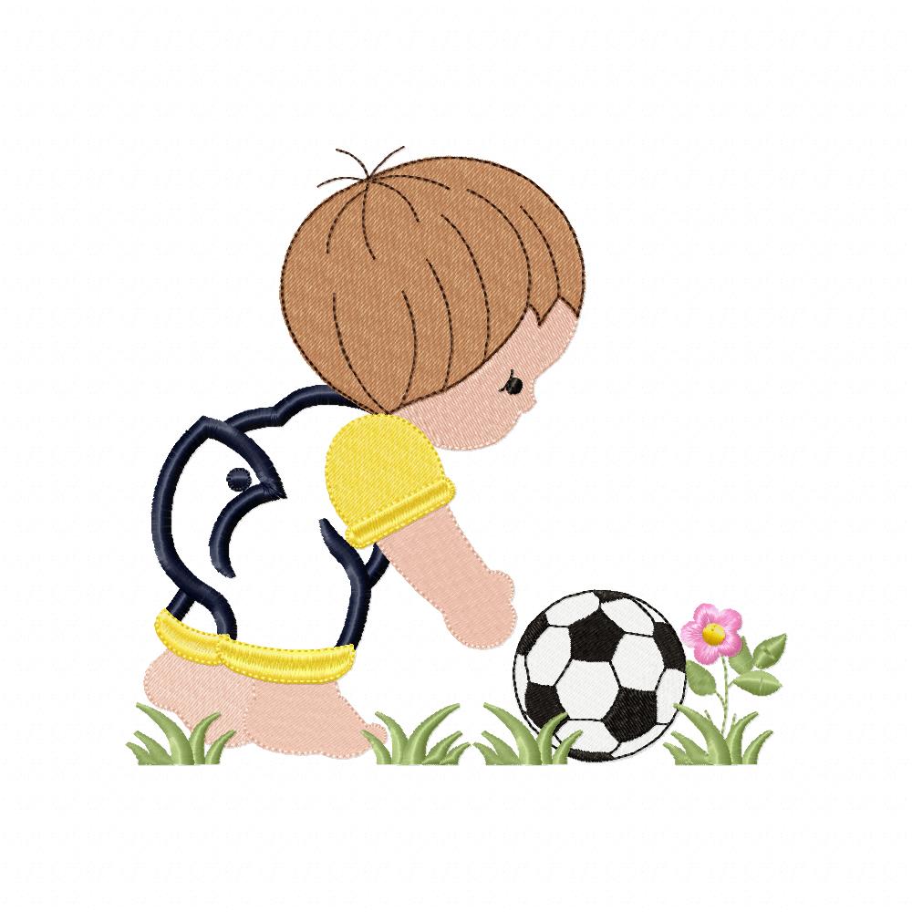 Little Boy with Soccer Ball - Applique