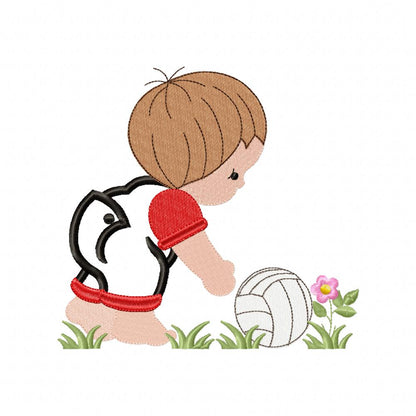 Little Boy with Volleyball Ball - Applique