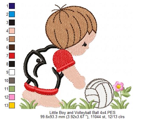 Little Boy with Sports Ball - Applique - Set of 5 designs