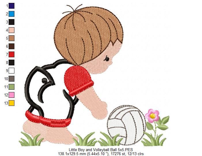 Little Boy with Volleyball Ball - Applique