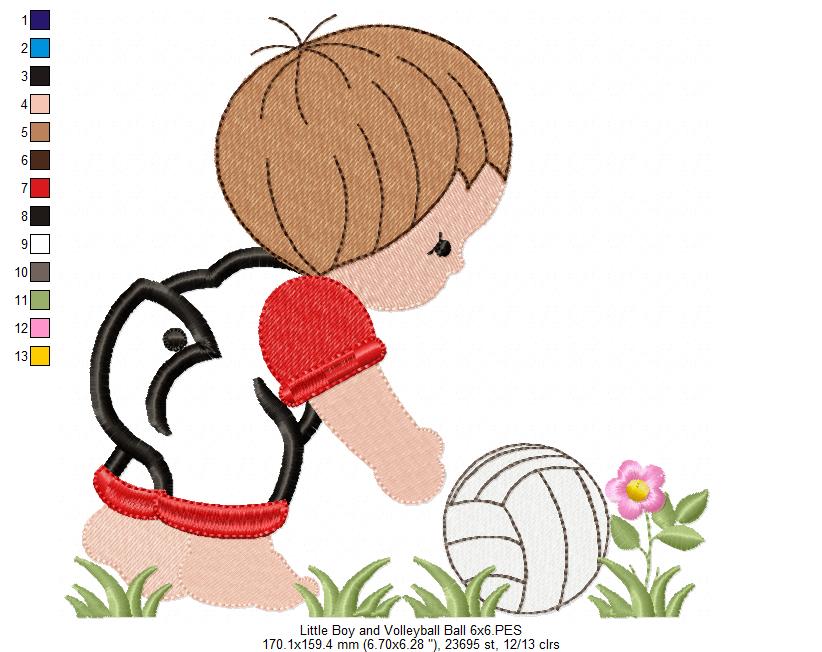 Little Boy with Volleyball Ball - Applique