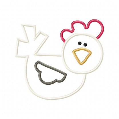 Little Farm Chicken - Applique - Machine Embroidery Design