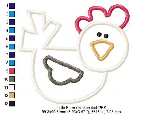 Little Farm Chicken - Applique - Machine Embroidery Design