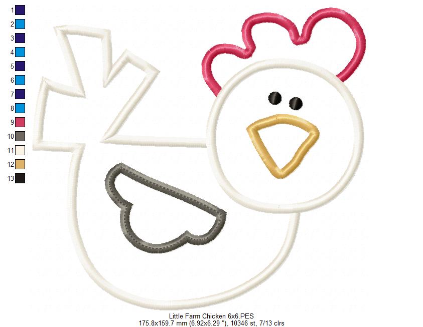 Little Farm Chicken - Applique - Machine Embroidery Design