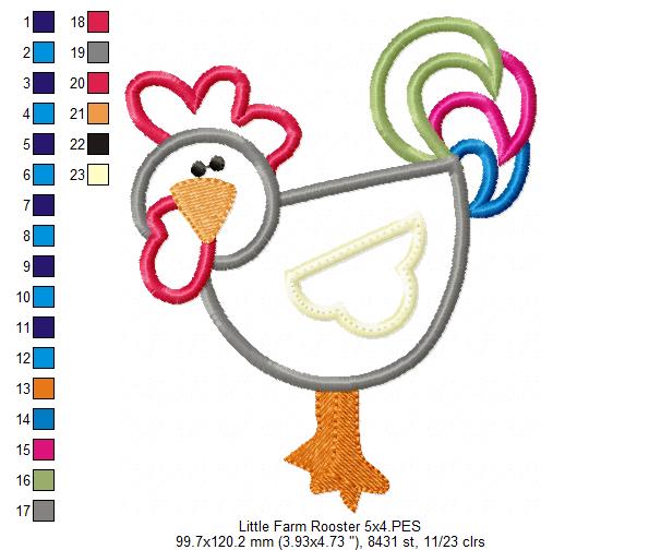 Little Farm Rooster - Applique
