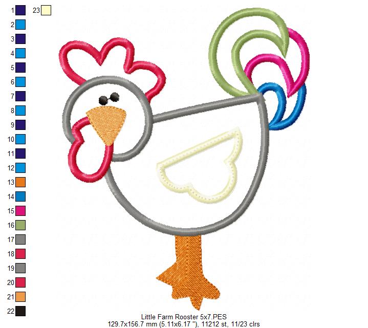 Little Farm Rooster - Applique