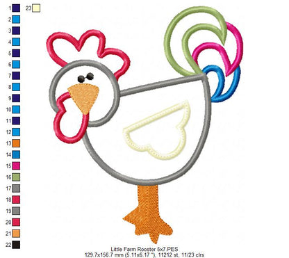 Little Farm Rooster - Applique