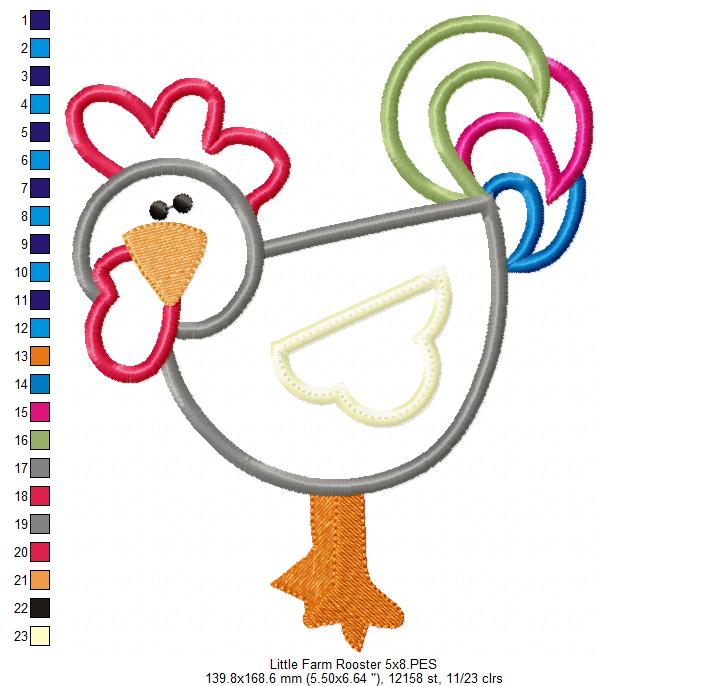 Little Farm Rooster - Applique