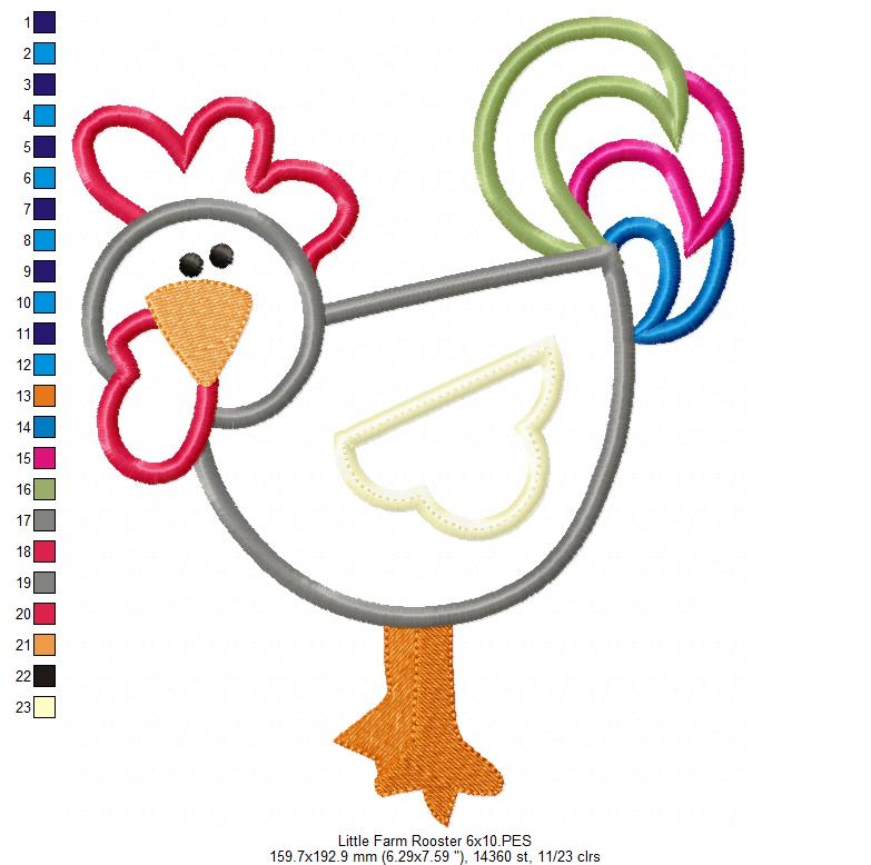 Little Farm Rooster - Applique