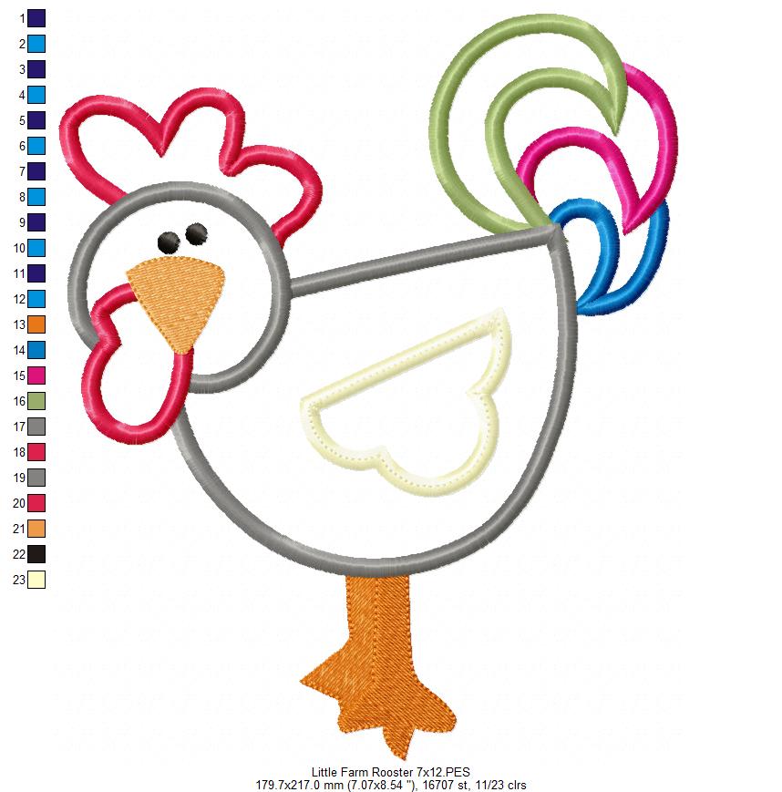 Little Farm Rooster - Applique