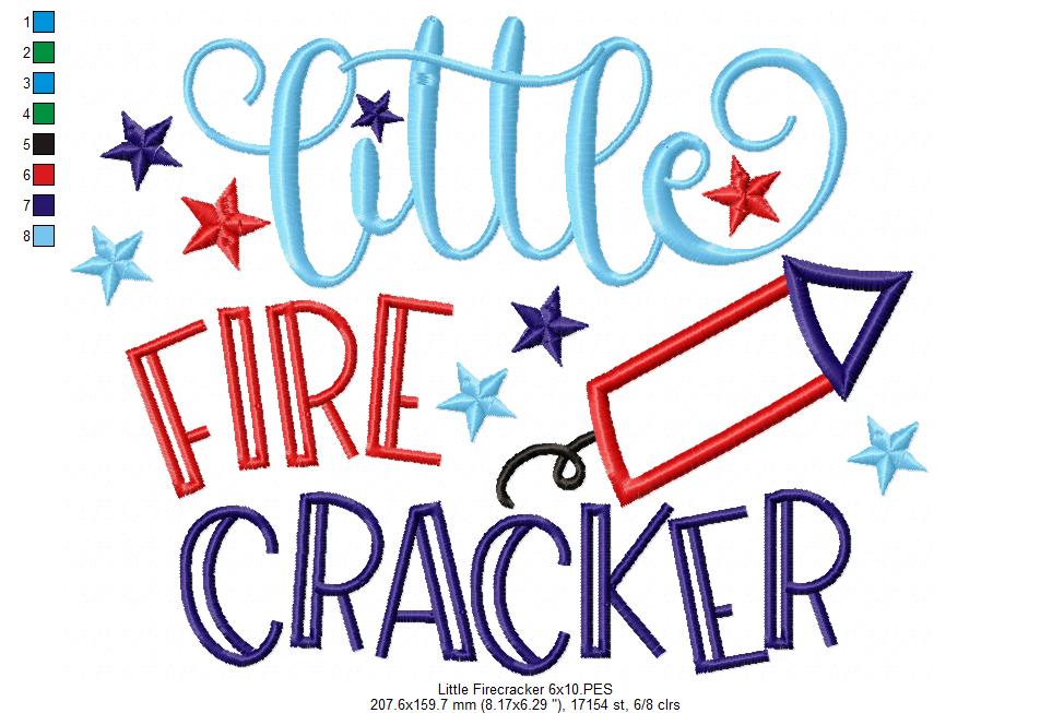 Little Firecracker 4th of July - Applique - Machine Embroidery Design