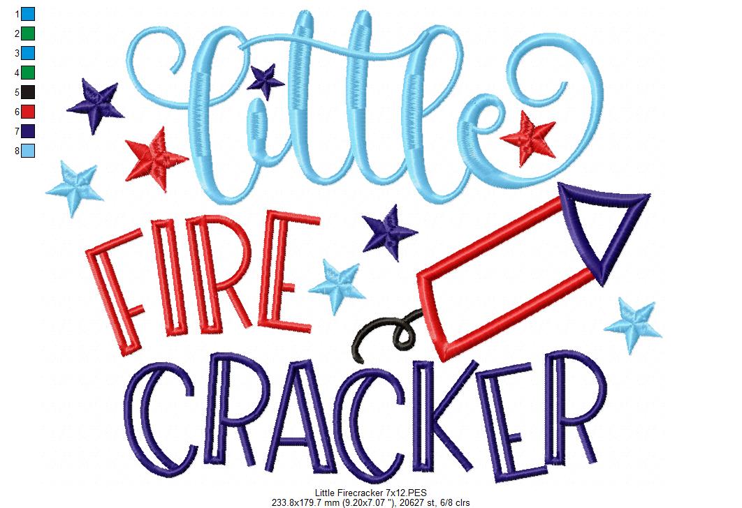 Little Firecracker - Applique - Machine Embroidery Design