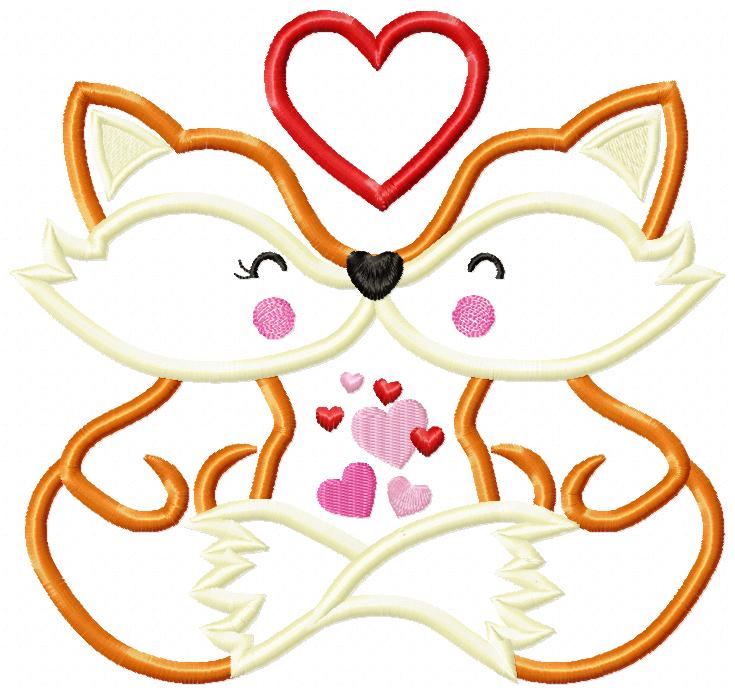 Little Foxes Kissing - Applique