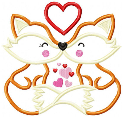 Little Foxes Kissing - Applique