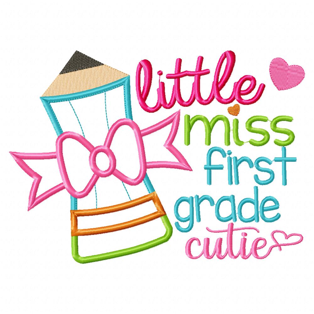 Little Miss First Grade Cutie - Appliqué – Machine Embroidery Design