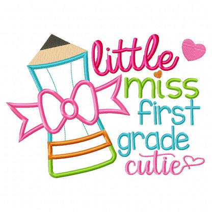 Little Miss First Grade Cutie - Appliqué – Machine Embroidery Design