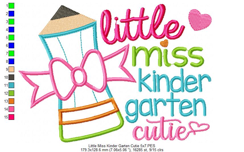 Little Miss Kindergarten Cutie - Applique