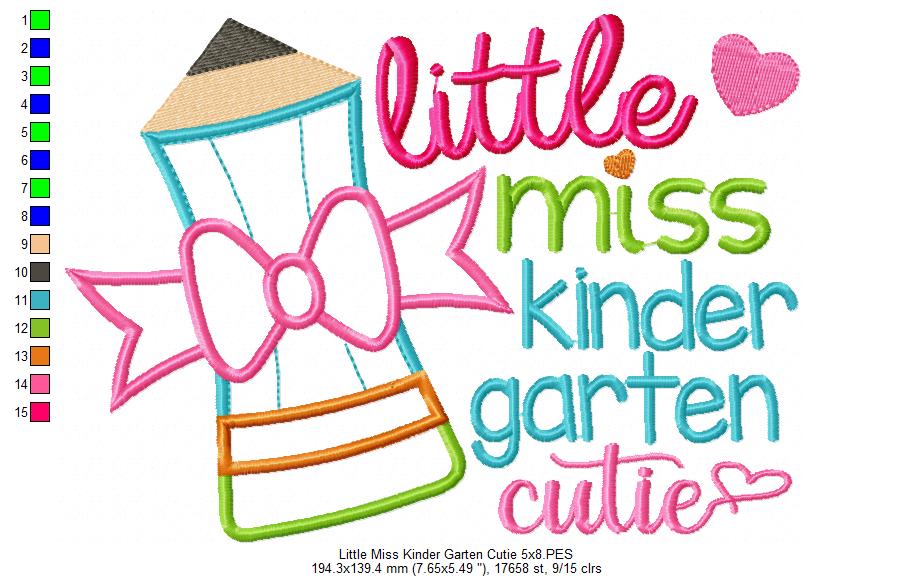 Little Miss Kindergarten Cutie - Applique