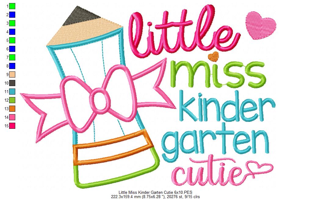 Little Miss Kindergarten Cutie - Applique