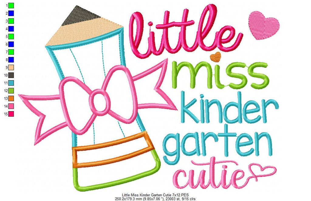 Little Miss Kindergarten Cutie - Applique