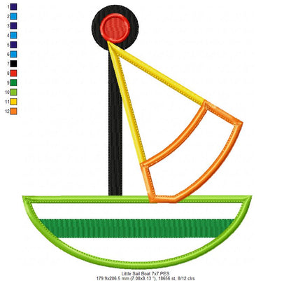Sweet Little Sailboat – Appliqué – Machine Embroidery Design
