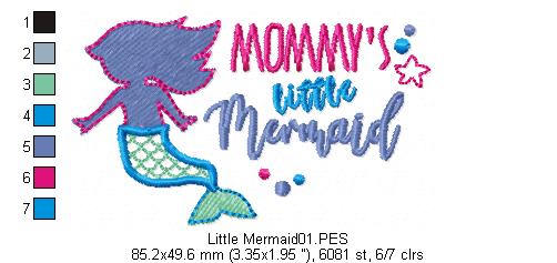 Mommy´s Little Mermaid - Applique - Machine Embroidery Design